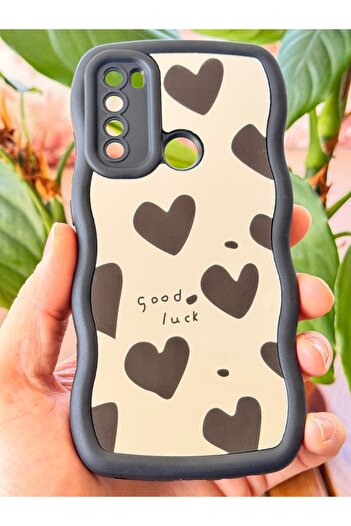 Fibaks Xiaomi Redmi Note 8 Compatible Case Mirrored Heart Patterned Soft Edge Camera Protected Silicone Cover