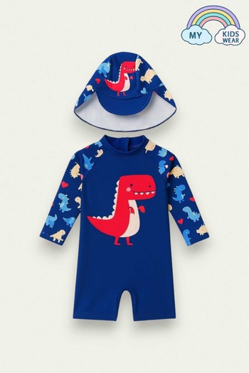 My Kids Wear Zippered Long Sleeve Swimsuit with Hat
