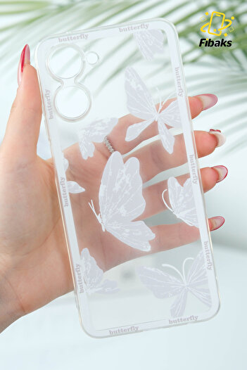 Fibaks Realme 10 4g Case Transparent Butterfly Design Patterned Camera Protection Soft Silicone Cover