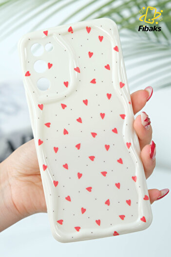 Fibaks Case for Samsung Galaxy S20 Fe Silicone Cover with Camera Protection Wave Edge Red Heart Pattern