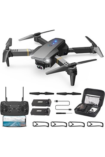 Generic E88 PRO Foldable Drone with 4K HD Dual Camera, Obstacle Avoidance, Height Keep, black
