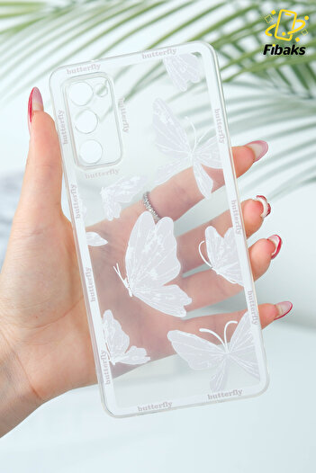 Fibaks Galaxy S20 Fe Compatible Case Designed Patterned Transparent Butterfly Flexible Soft Silicone Cover