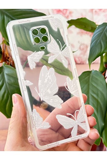 Fibaks Redmi Note 9S/9 Pro Case Designed Patterned Camera Protection Transparent Butterfly Flexible Soft Silicone Cap