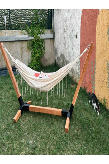 UMUTPARK Metal Ayaklı Ahşap Bahçe Hamak.