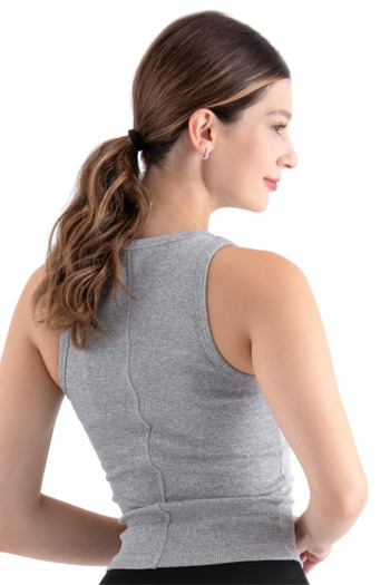 di base Flexible and Breathable Cotton Gray Women's Basic Tank Top