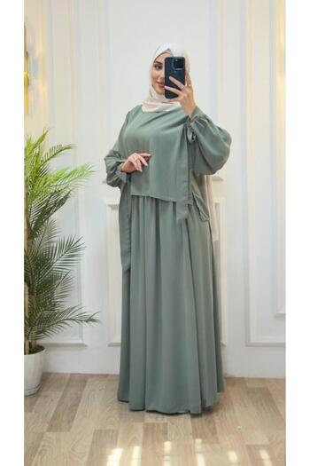 Tebrikler tekstil Two Piece Women's Hijab Ferace Model G3072