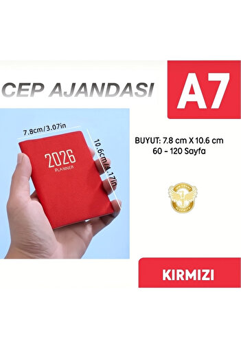 ZUMRANKA 2026 YILI CEP AJANDASI A7 SUNİ DERİ 10.59cm x 7.8 cm.