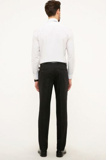 Bilgiçler Classic Cut Black Fabric Trousers