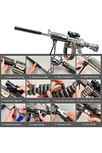 Generic M416 with Telescoping Scope and Tripod Rechargeable Battery Powered