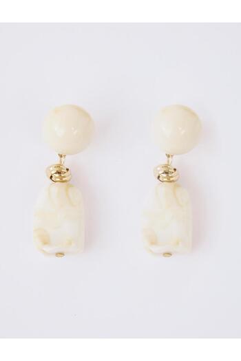 Jimmy Key Cream Color Marble Look Dangle Earrings