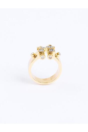 Jimmy Key Gold Color Asymmetrical Figured Shiny Stone Ring