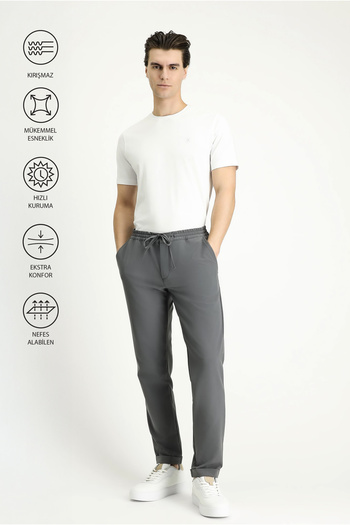Kiğılı Techno-Line Slim Fit Slim Fit Elastic Waist String Lycra Classic Fabric Trousers