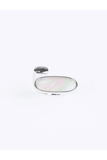 Jimmy Key Silver Color Stripe Figured Ring