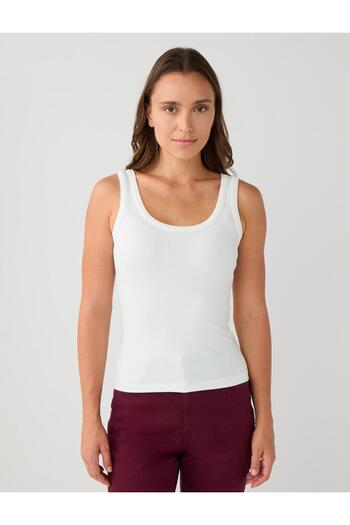 Jimmy Key Ecru Slim Fit U-Neck Knitted Undershirt