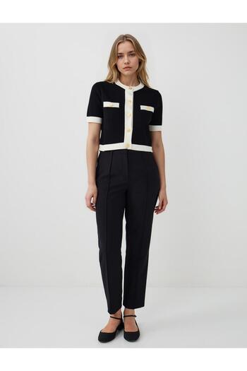 Jimmy Key Black Short Sleeve Round Neck Short Knitwear Cardigan