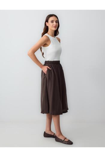 Jimmy Key Bitter Brown Casual Cut ψηλόμεση υφασμένη μίντι φούστα