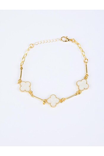 Jimmy Key White Shiny Clover Figured Bracelet