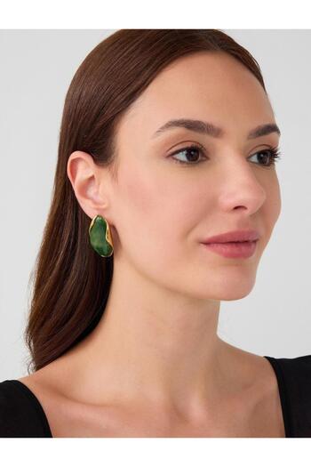 Jimmy Key Green Drop Figured Asymmetric Earrings
