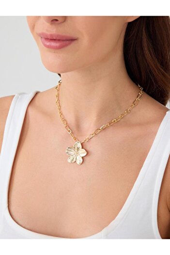 Jimmy Key Gold Color Flower Figured Thick Chain Adjustable Necklace