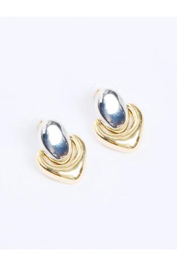 Jimmy Key Gold Color Asymmetrical Metal Detailed Shiny Earrings
