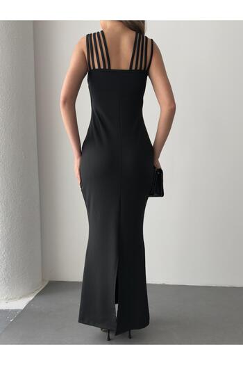 Modayakamoz Rochie maxi din crepon brodat cu piatră, cu bretele multiple, pentru femei, sezon nou