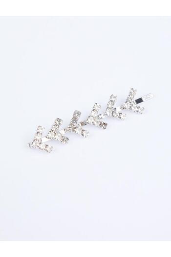 Jimmy Key Silver Color Shiny Stone Detailed Wire Buckle