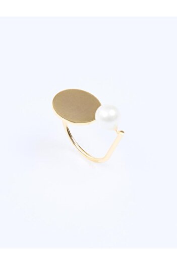 Jimmy Key Gold Color Pearl Detailed Asymmetric Ring