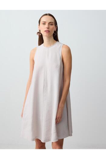 Jimmy Key Light Mink Relaxed Fit Round Neck Sleeveless Mini Dress
