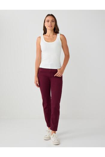 Jimmy Key Ecru Slim Fit U-Neck Knitted Undershirt