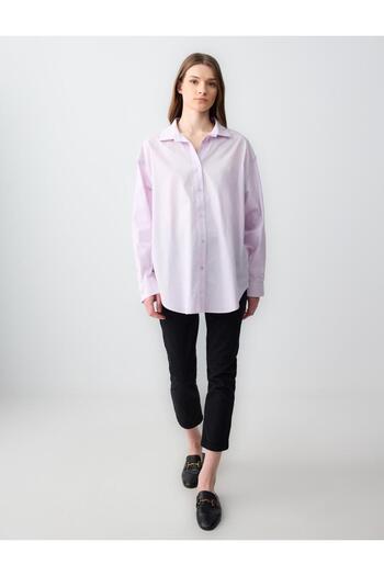 Jimmy Key Lilac Relaxed Fit Long Sleeve Poplin Woven Shirt