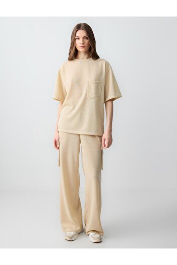Jimmy Key Stone Relaxed Cut Crew Neck Elbow Sleeve Knitted Blouse