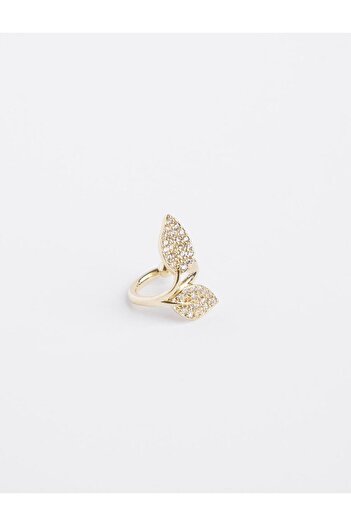 Jimmy Key Gold Color Leaf Figured Joint Earrings