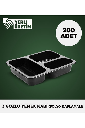 Sepet Doldur 3 Compartment Food Container 200 Pieces