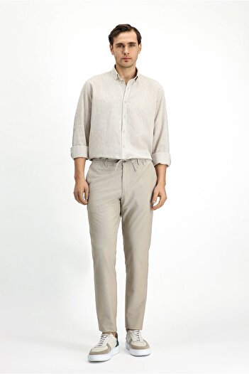 Kiğılı Παντελόνι από κλασικό ύφασμα Super Slim Fit Extra Slim Fit με ελαστική μέση με κορδόνι Seersucker Lycra