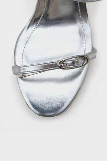 Capone Outfitters Γυναικείες κομψές παντόφλες Lucky Heeled Double Banded Metallic