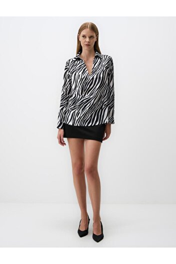 Jimmy Key Black Polo Neck Long Sleeve Satin Blouse
