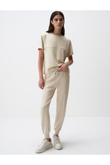 Jimmy Key Beige High Waist Slim Leg Pocket Jogger Trousers