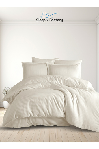 Sleep x Factory 6 PC Microfiber Hotel Duvet Set – No Filling – 200×200 Off-White – طقم مفرش فندقي 6 قطع بدون حشوة
