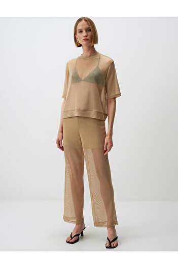 Jimmy Key High Waist Openwork Gold Metallic Trousers