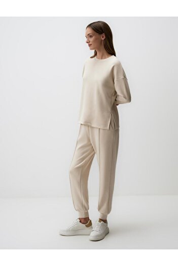 Jimmy Key Ψηλόμεσο μπεζ παντελόνι Jogger - Skinny Leg and Pocket