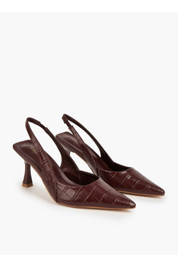Flora Bella by Shoexpress Textured Slingback Shoes with Flared Heels