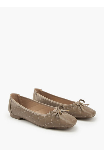Flora Bella by Shoexpress Quilted Ballerina Shoes with Bow Detail