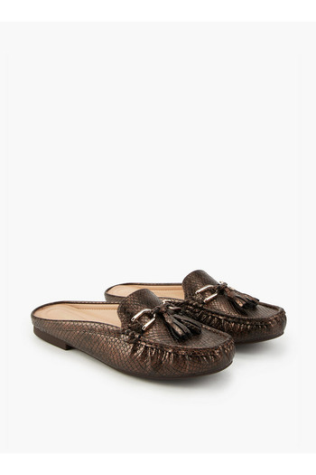 Flora Bella by Shoexpress Textured Mules with Tassels