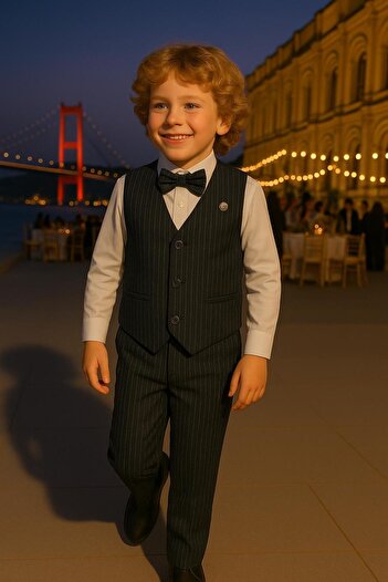inowesta Boy's Vest Suit |   Shirt-Vest-Bow Tie-Pants |   4'Piece Suit