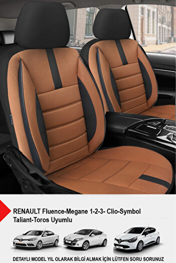 GM-DESIGN Onyx Tan Car Seat Cover (Renault Fluence-Megan 1-2-3-Clio-Symbol-Tailant-Toros)