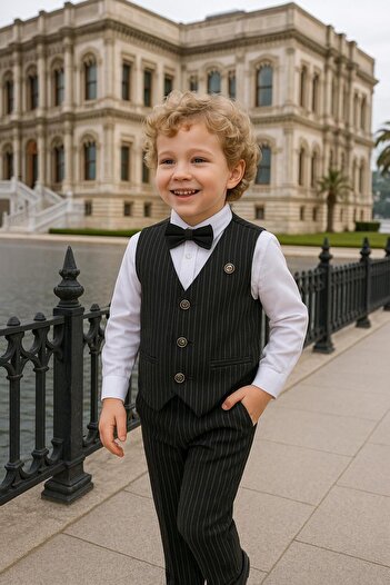 inowesta Boy's Vest Suit |   Shirt-Vest-Bow Tie-Pants |   4'Piece Suit