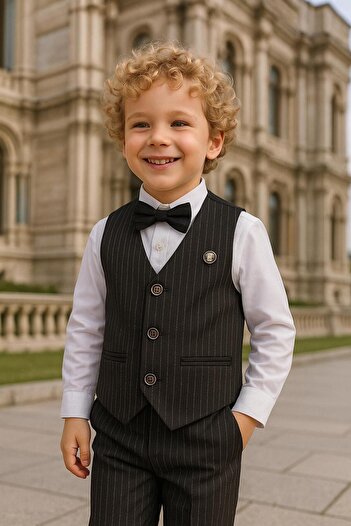 inowesta Boy's Vest Suit |   Shirt-Vest-Bow Tie-Pants |   4'Piece Suit