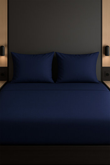 Setekshome Double Duvet Cover Set Navy Blue 100% Cotton