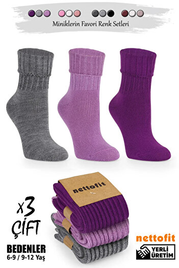 nettofit 3-Piece Winter Children's Wool Sleeping Socks Soft Touch