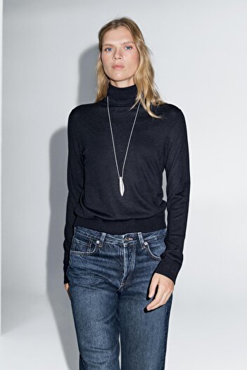 Massimo Dutti Dik yaka yün karışımlı kazak